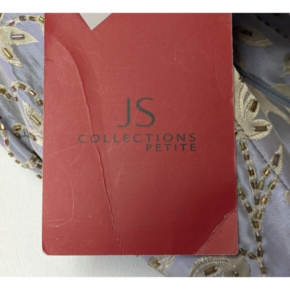 JS Collections Petite Gold Beaded Floral Corset Style Tank Top Blue Size 8 - Picture 7 of 10